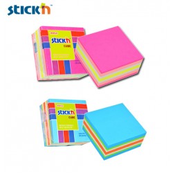 Stick n Χαρτάκια σημειώσεων αυτοκόλλητα neon κύβος 5χρωματα 50x50mm 250φ.