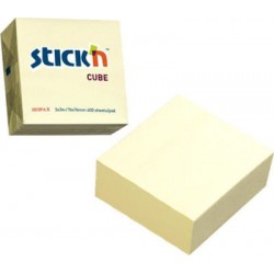 Stick n Χαρτάκια σημειώσεων αυτοκόλλητα κίτρινα 76x76εκ. 100Φ. 21007