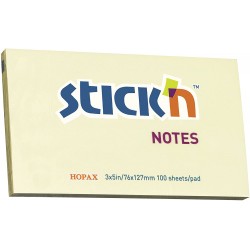 Stick n Αυτοκόλλητα Χαρτάκια Σημειώσεων 76X127 Κίτρινο 21009